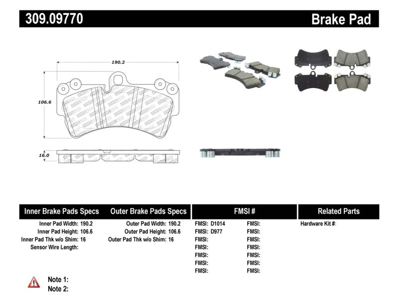 Plaquettes de frein StopTech Performance Porsche