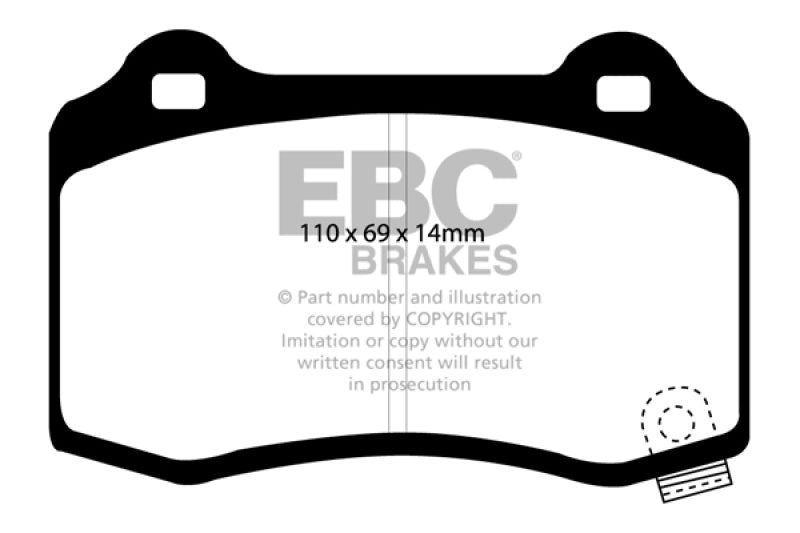 EBC 15+ Cadillac CTS 3.6 Twin Turbo Yellowstuff Rear Brake Pads