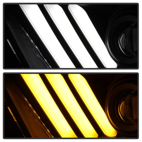 Spyder 10-13 Ford Mustang - Halogène - Phares de projecteur - Signaux LED - Noir (PRO-YD-FM2010V2-BK)