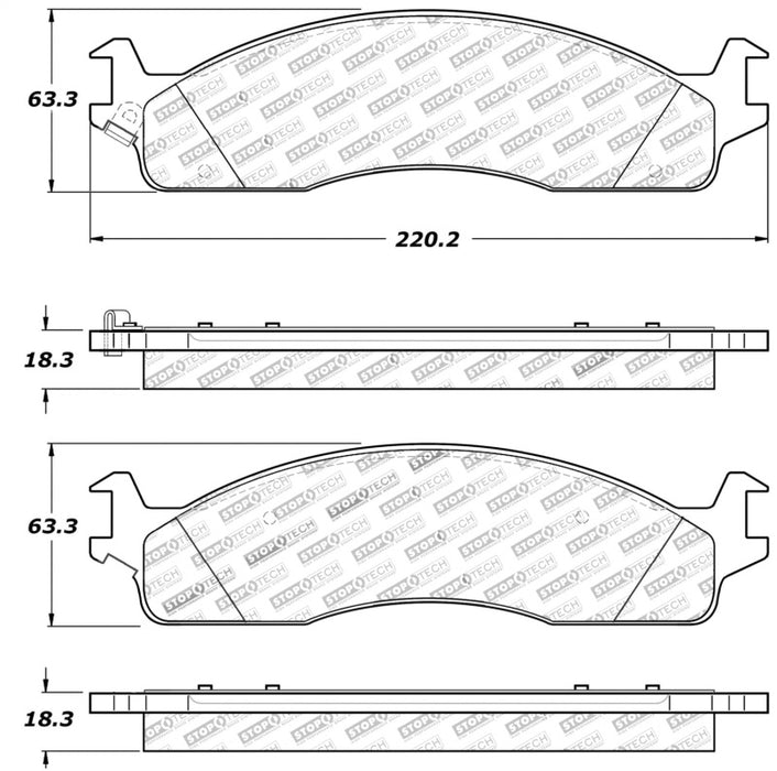 Plaquettes de frein sport StopTech avec cales et matériel - Avant