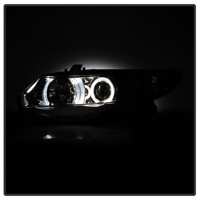 Phares de projecteur Spyder Honda Civic 06-08 2 portes LED Halo Chrome High H1 Low H1 PRO-YD-HC06-2D-HL-C