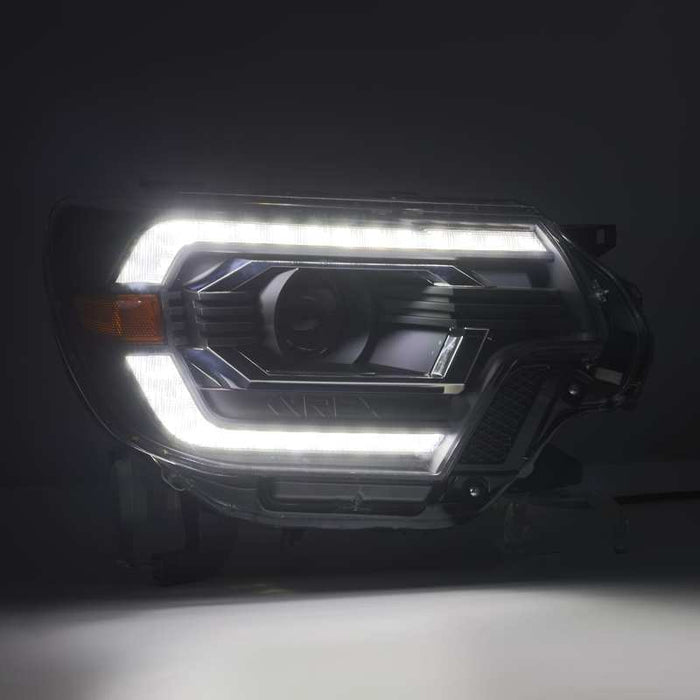 Phares de projecteur à LED AlphaRex 12-15 Toyota Tacoma LUXX style planche noir avec DRL