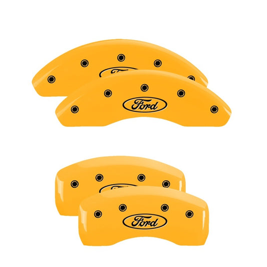 MGP 4 Caliper Covers Engraved Front Mustang Rear Pony Yellow Finish Black Char 2004 Ford Mustang