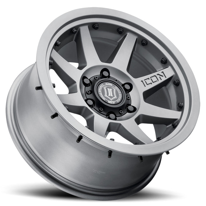 Roue en titane ICON Rebound Pro 17x8,5 5x5 -6 mm de déport 4,5 pouces BS 71,5 mm d'alésage