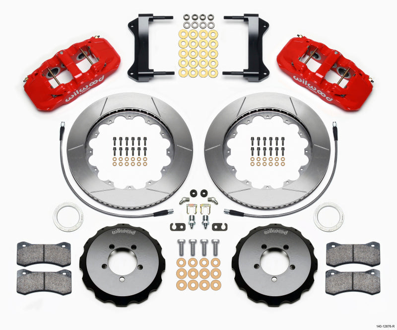 Kit de chapeau avant Wilwood AERO6 14.00 rouge 1999-2012 Subaru WRX avec lignes