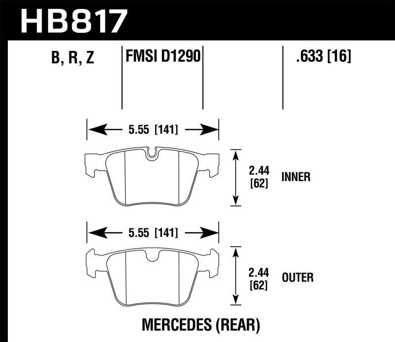 Plaquettes de frein arrière Hawk 08-14 Mercedes-Benz CL63 AMG/CL65 AMG HPS 5.0