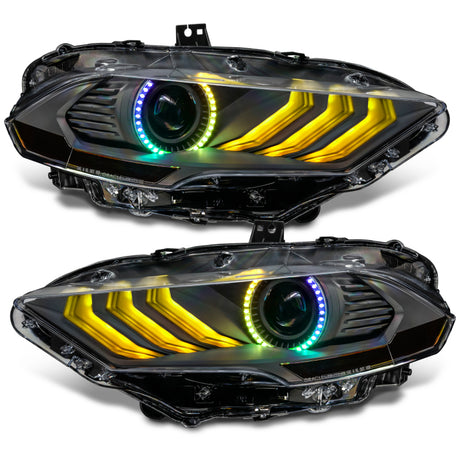 Phares à DEL Dynamic ColorSHIFT pour Ford Mustang 18-23 d'Oracle Lighting - Série noire VOIR LA GARANTIE