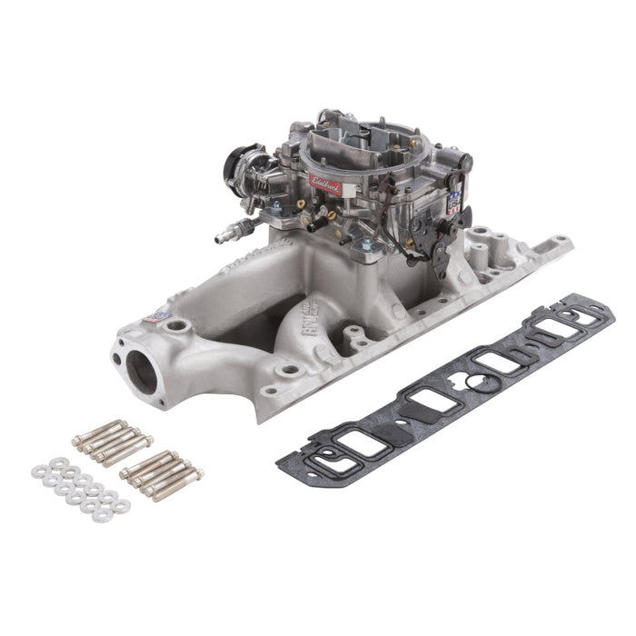 Kit collecteur et carburateur Edelbrock Performer RPM Small Block Chevrolet 1957-1986 Finition naturelle