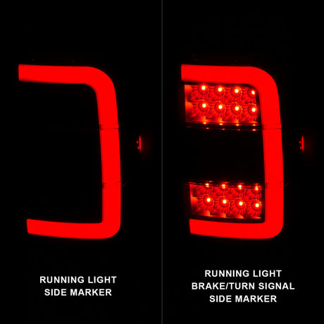 Feux arrière à LED ANZO 01-11 Ford Ranger - Boîtier noir avec lentille fumée et barre lumineuse