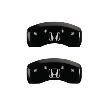 Couvre-étriers MGP 4 gravés à l'avant, logo Honda gravé à l'arrière, finition noire, argent ch