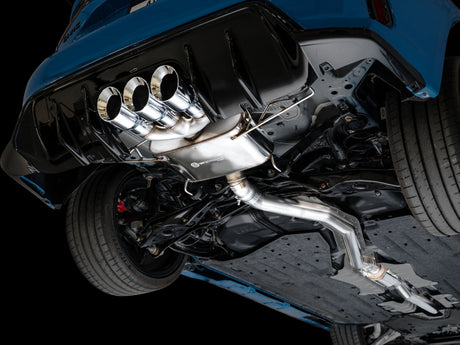 Échappement AWE Tuning 2023 Honda Civic Type R FL5 Touring Edition avec triple embouts chromés argentés