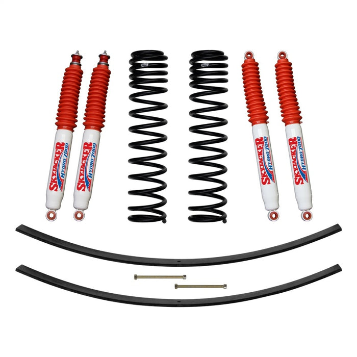 Kit de suspension à ressorts hélicoïdaux à double taux avant Skyjacker 3 pouces avec lames arrière supplémentaires et amortisseurs Hydro 7000