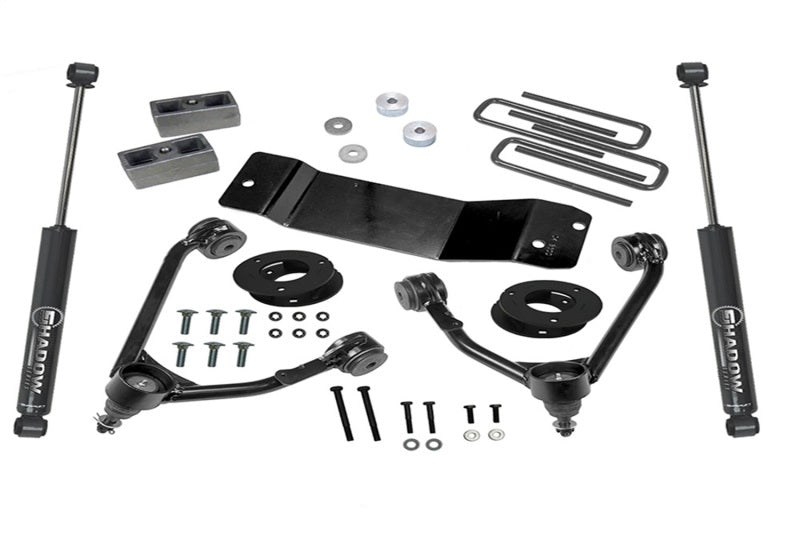 Kit de levage Superlift 14-18 Chevy Silv 1500 4WD 3,5 pouces avec bras de suspension en aluminium/acier estampé et amortisseurs arrière