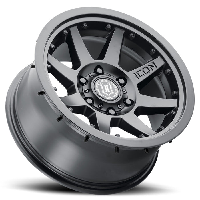 Roue ICON Rebound Pro 17x8,5 6x5,5 25 mm de déport 5,75 pouces BS 95,1 mm d'alésage noir satiné