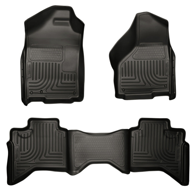Revêtement de sol avant et deuxième siège noir Husky Liners 09-12 Dodge Ram 1500 Quad Cab WeatherBeater
