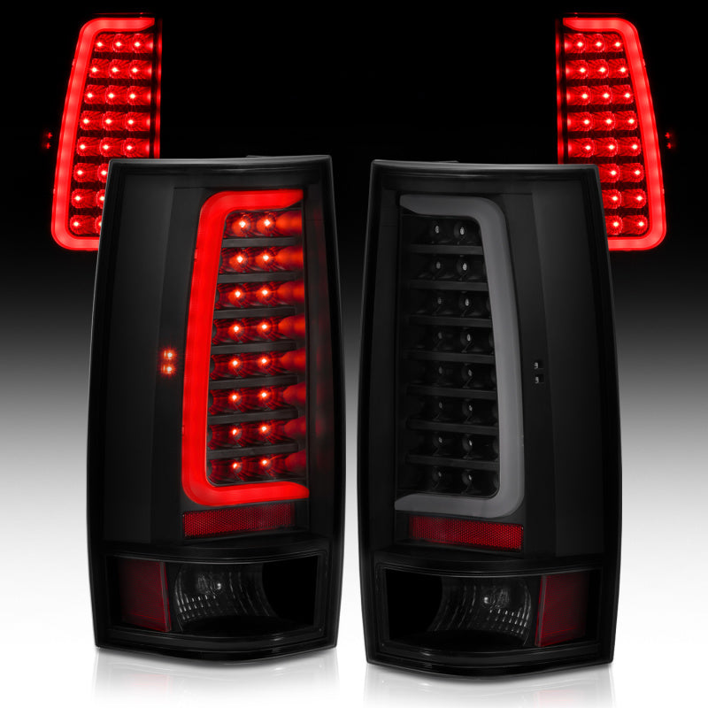 Feu arrière à LED ANZO 2007-2014 Chevy Tahoe style planche noir avec lentille fumée