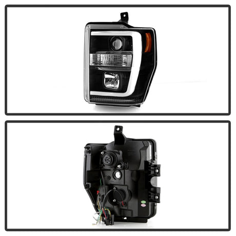 Phares à DEL haute puissance Spyder Ford F-250/350/450 08-10 V2 - Interrupteur arrière - Noir PRO-YD-FS08PL-SBLB-BK
