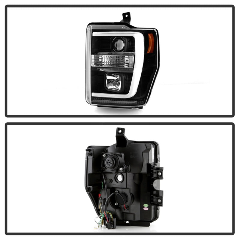 Phares à DEL haute puissance Spyder Ford F-250/350/450 08-10 V2 - Interrupteur arrière - Noir PRO-YD-FS08PL-SBLB-BK