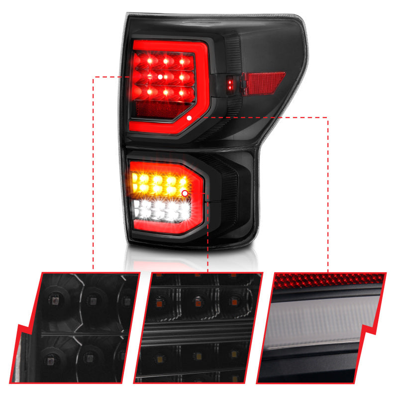 Feux arrière à LED ANZO 2007-2013 Toyota Tundra style planche noir avec lentille fumée