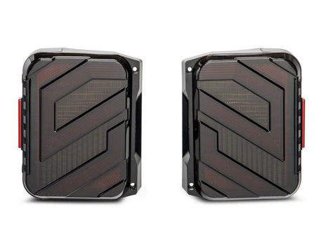 Feux arrière à LED Raxiom 07-18 Jeep Wrangler JK Axial Series Trident - Boîtier noir (lentille fumée)