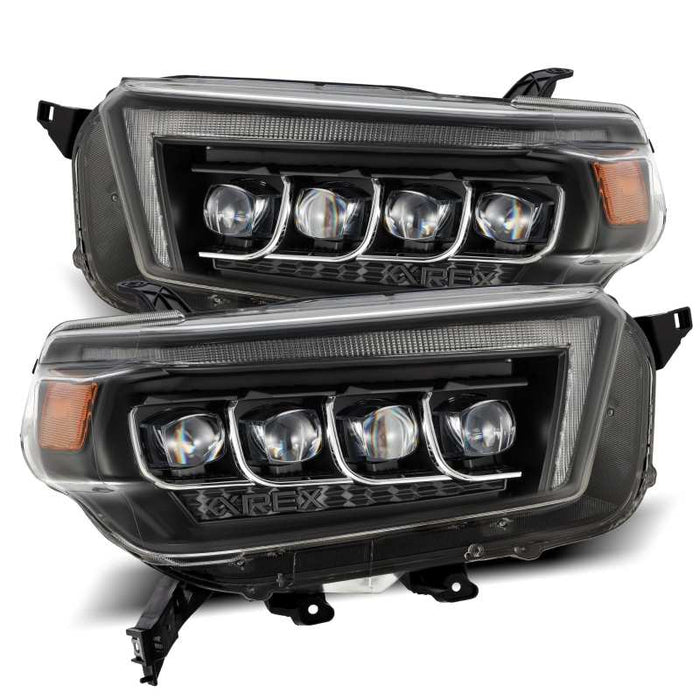 Phares de projecteur à LED AlphaRex 10-13 Toyota 4Runner NOVA de style planche noir avec signal Seq/DRL