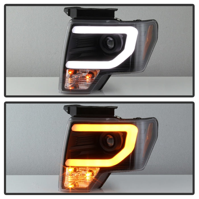 Phares de projecteur Spyder 09-14 Ford F-150 - Barre lumineuse halogène - Noir PRO-YD-FF15009-SBLB-BK