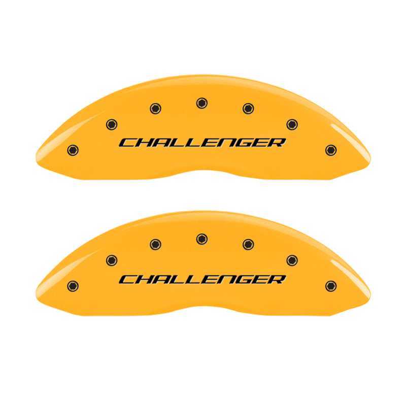 Couvre-étriers MGP 4 gravés F &amp; R Block/Challenger Yellow Finish Black Char 2007 Dodge Charger