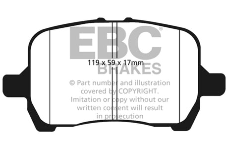 Plaquettes de frein avant EBC 04-06 Chevrolet Cobalt 2.0 Supercharged Greenstuff