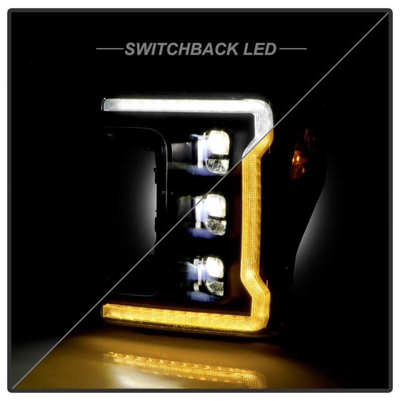 Phares avant Spyder à LED chromés pour Ford F-250/F-350/F450 17-18 PRO-YD-FS17HALAP-SEQ-BK