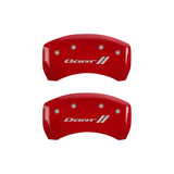 MGP 4 Caliper Covers Engraved Front & Rear With stripes/Dart Red finish silver ch