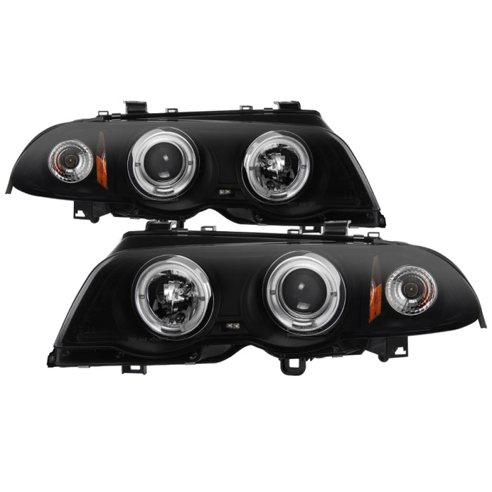 Phares de projecteur Spyder 99-01 BMW E46 Série 3 4DR 1 pièce LED Halo (PRO-YD-BMWE46-4D-HL-AM-BSM)