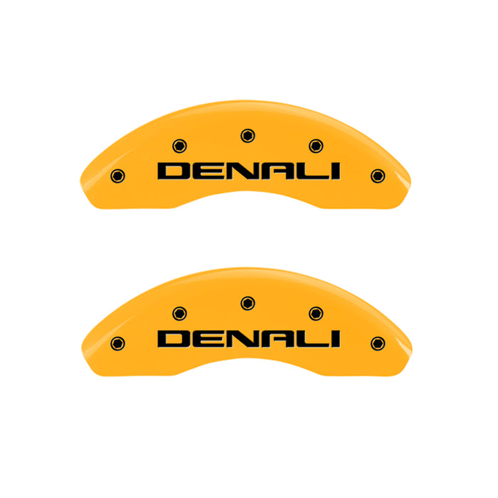 MGP 4 Caliper Covers Engraved Front & Rear Denali Yellow finish black ch