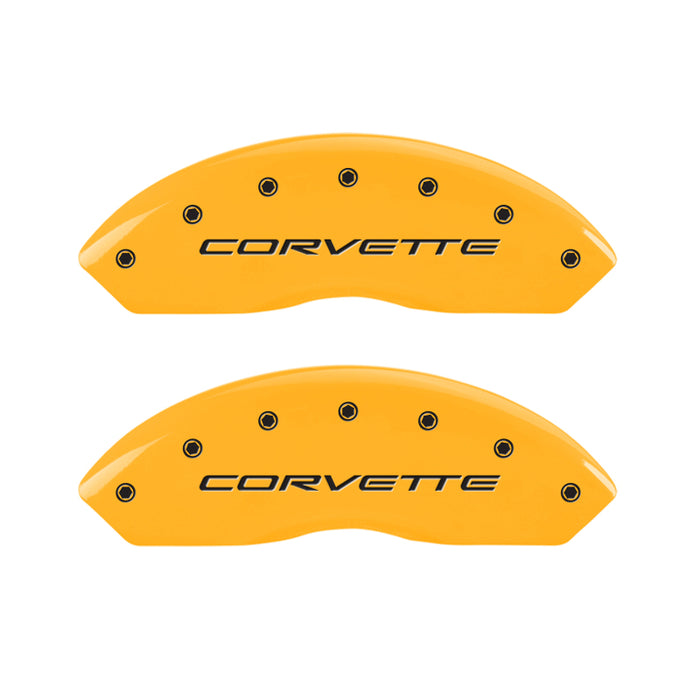 Couvre-étriers MGP 4 gravés avant et arrière C5/Corvette finition jaune noir ch