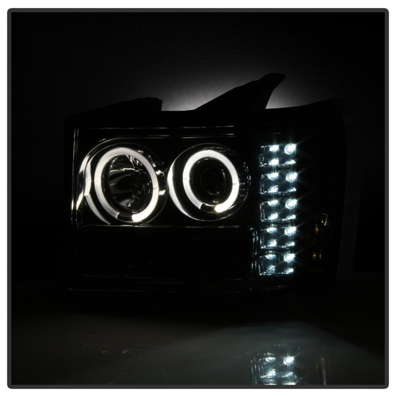 Phares de projecteur Spyder GMC Sierra 1500/2500/3500 07-13 LED Halo- LED Smoke PRO-YD-GS07-HL-SM