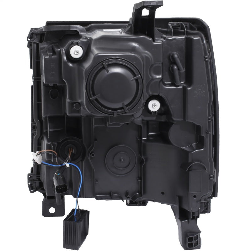 Phares de projecteur ANZO 16+ Chevy Silverado 1500 de style planche chromés avec clignotants ambre/séquentiels