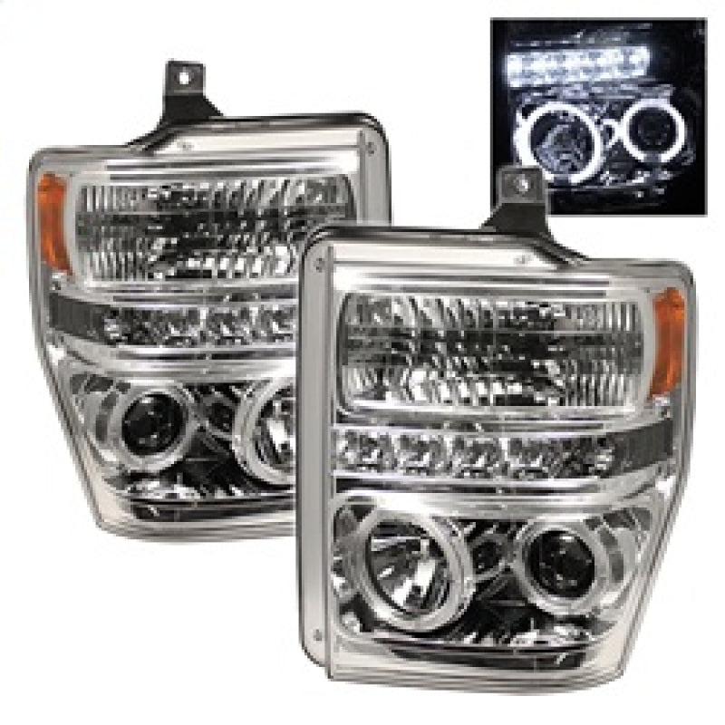 Phares de projecteur Spyder Ford F250/350/450 Super Duty 08-10 LED Halo LED Chrm PRO-YD-FS08-HL-C