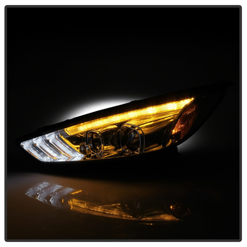 Phares de projecteur Spyder 15-18 Ford Focus - Barre lumineuse Seq Turn - Chrome PRO-YD-FF15-LBSEQ-C