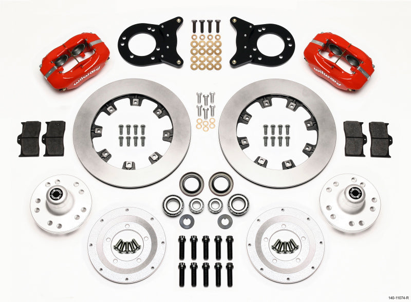 Kit de disque et axe de tambour avant Wilwood Forged Dynalite 12,19 pouces rouge Mustang 1970-1973