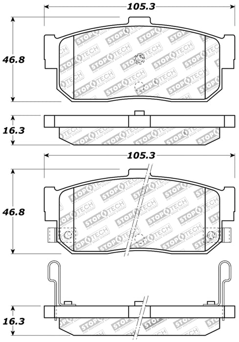 Plaquettes de frein arrière StopTech Performance 91-11/00 Infiniti G20/95-10/00 I30/I35 / 9/90-10/00 Maxima