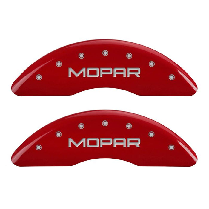 MGP 4 Caliper Covers Engraved Front & Rear MOPAR Red finish silver ch