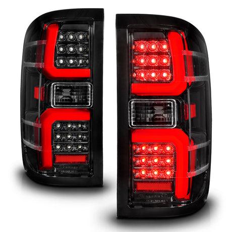 Feu arrière à LED ANZO 15-19 Chevrolet Silverado 2500 HD/3500 HD avec boîtier noir séquentiel/lentille transparente