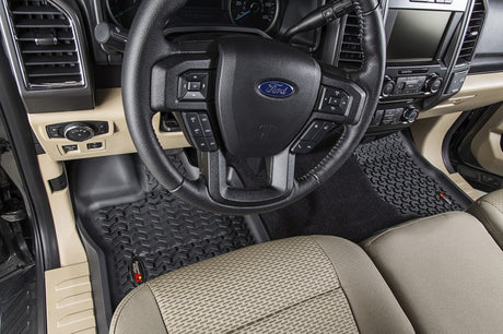 Revêtement de plancher avant Rugged Ridge noir pour Ford F-150 / Raptor / Extended / Super Crew Cab 2015-2020