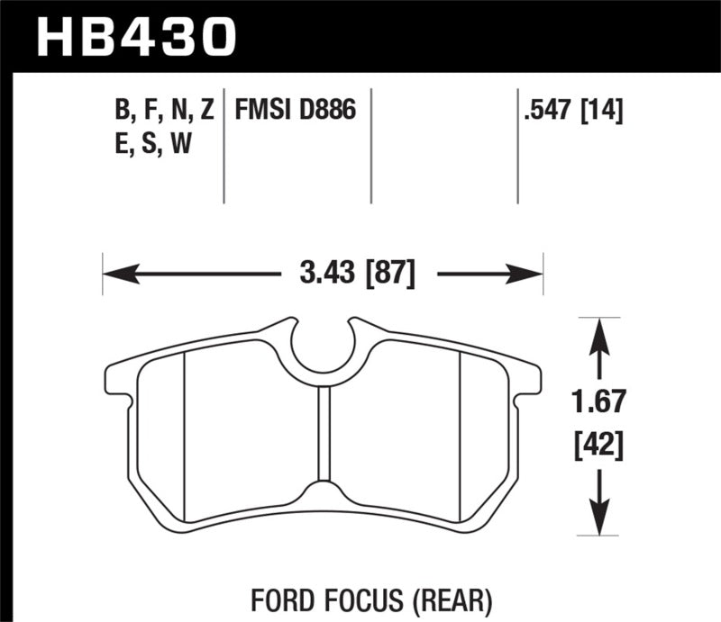 Plaquettes de frein arrière Hawk 00-07 Ford Focus HPS 5.0