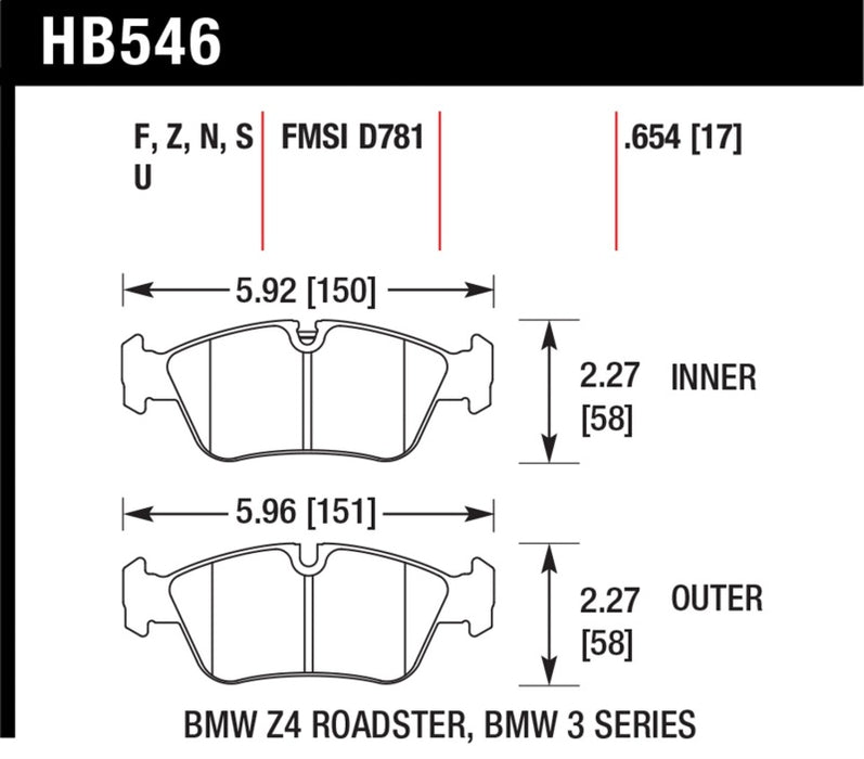 Plaquettes de frein Hawk DTC-70 98-02 BMW Z3/03-08 BMW Z4