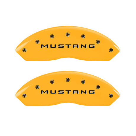 Couvre-étriers MGP 4 gravés à l'avant Mustang gravés à l'arrière Bar &amp; Pony finition jaune noir ch