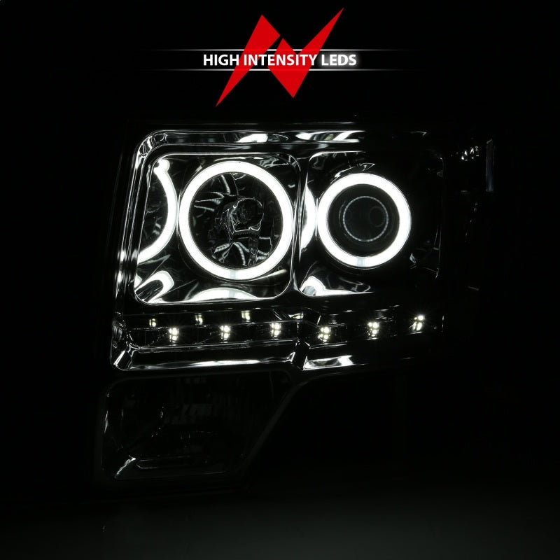 Phares de projecteur ANZO 2009-2014 Ford F-150 avec halo chromé (CCFL) G2