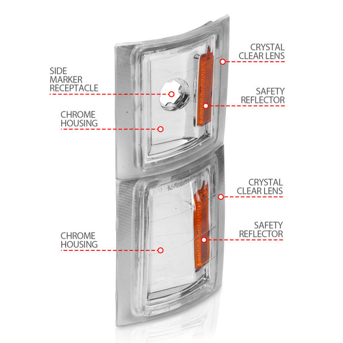 Feux d'angle ANZO 1994-1998 Chevrolet Blazer, lentille transparente avec réflecteur ambré