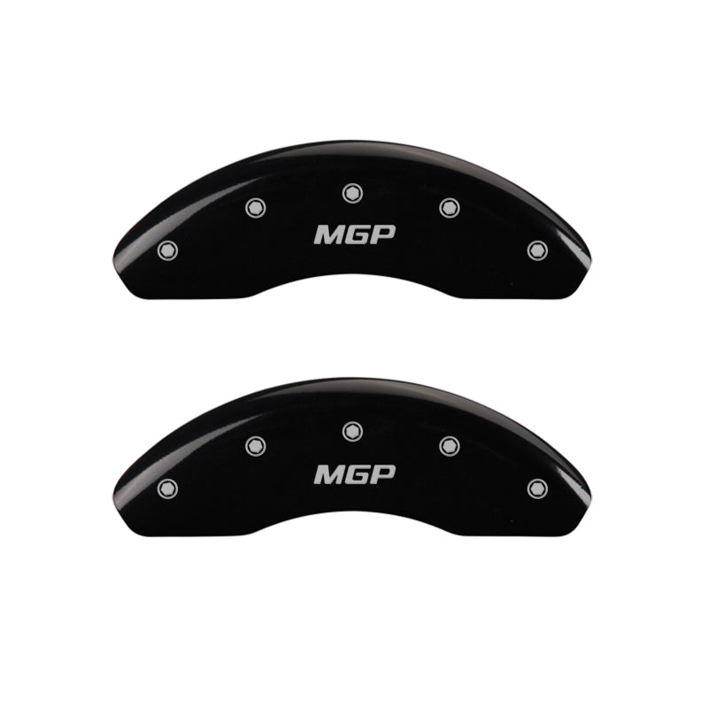 MGP 4 Caliper Covers Engraved Front & Rear MGP Black Finish Silver Char 2014 Chevrolet Express 2500