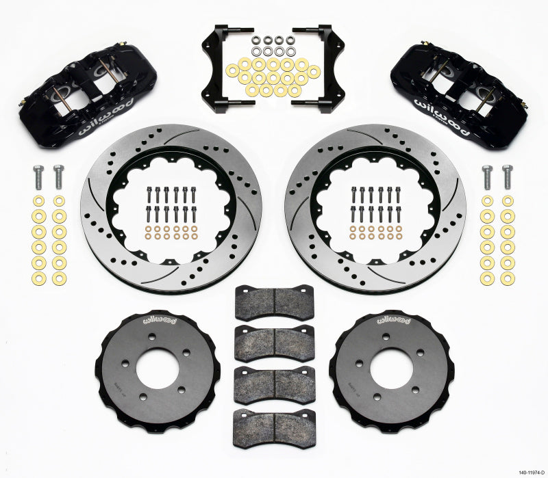 Kit de chapeau avant Wilwood AERO6 14.00 percé 99-06 BMW E46