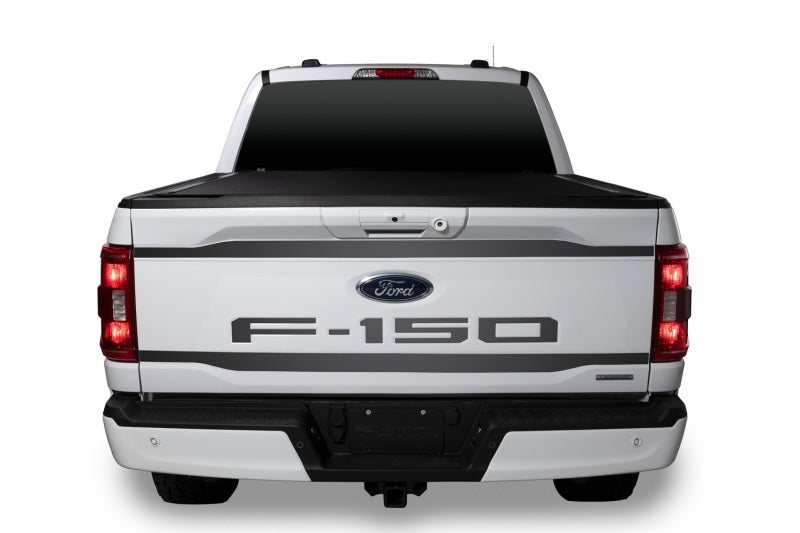 Garnitures de hayon supérieures/inférieures en acier inoxydable noir platine pour Ford F-150 2021 de Putco (2 pièces)